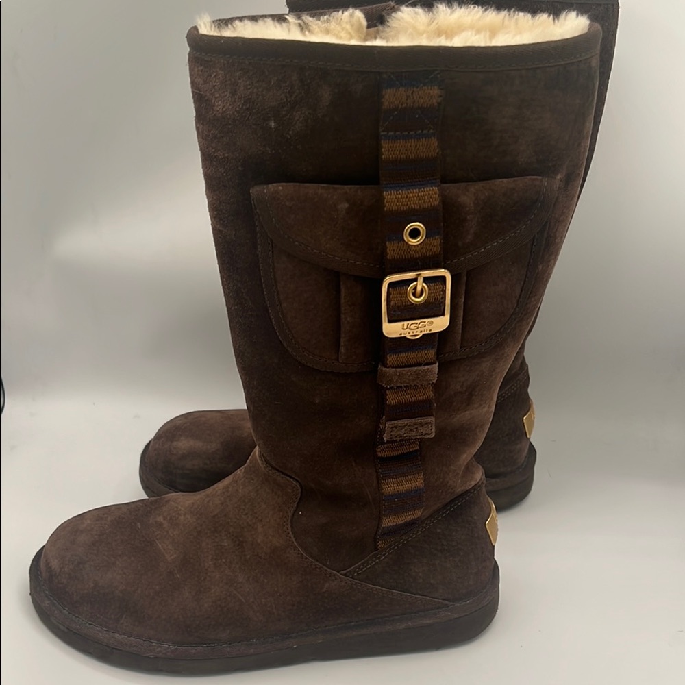 UGG Chocolate Suede Boots with Shearling NWOT